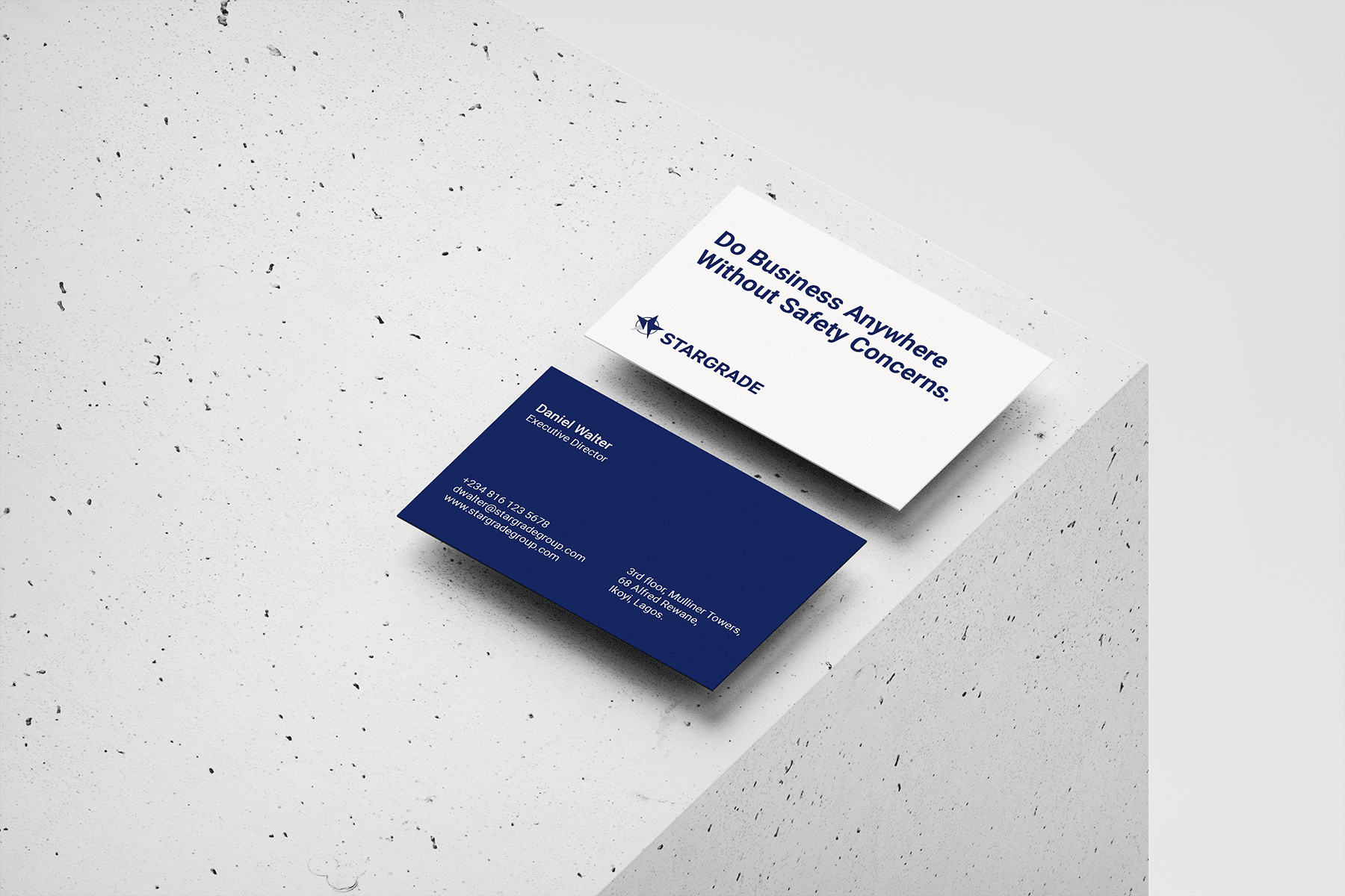 Stargrade business card-in-use